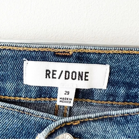 Re/Done Levi’s 70’s Stovepipe‎ Jeans Size 29 Worn True Indigo Straight Cropped - Picture 3 of 15